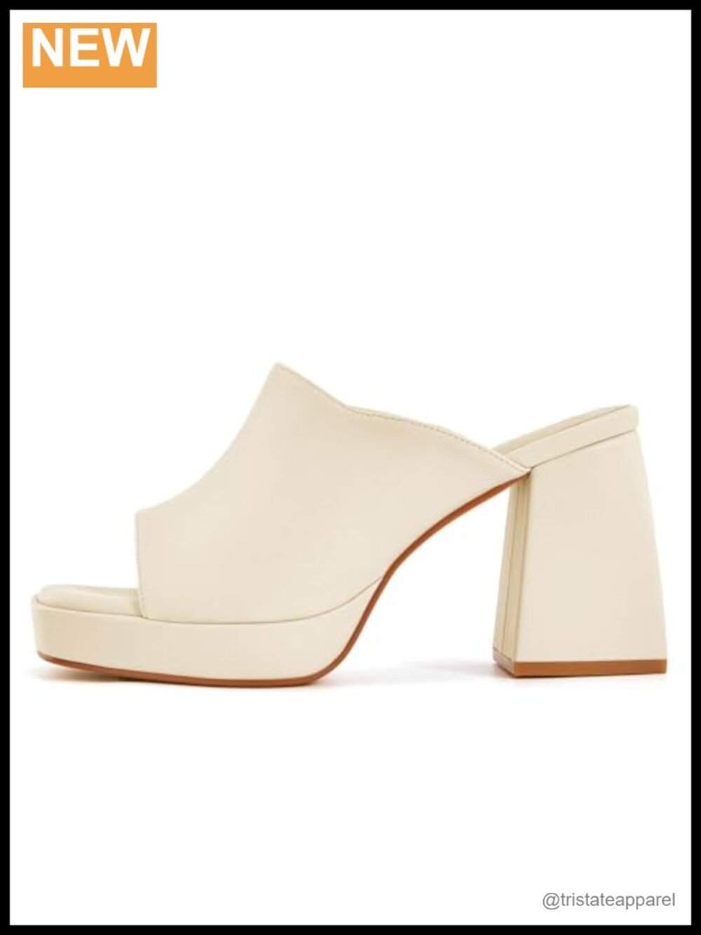 Chunky Platform Sandals Slip On Square Toe High Heel Mules PU Leather